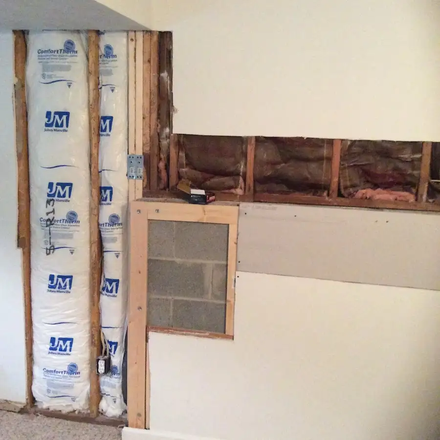 Wall insulation replacement during Basement Flood Cleanup in Nassau Bay
